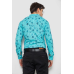Сорочка чоловіча з принтом, колір бірюзовий, 214R812 XL, 50, XL