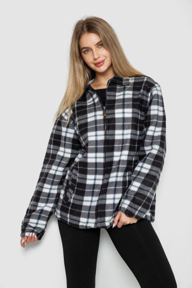 Кофта-сорочка на блискавці утеплена, колір чорно-сірий, 244R2210 52, XXL