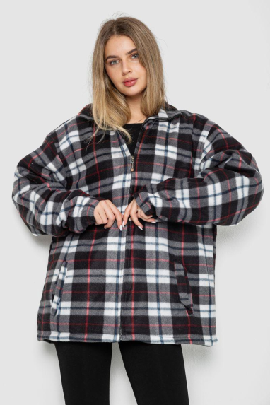 Кофта-сорочка на блискавці утеплена, колір чорно-червоний, 244R2210 54, XXXL