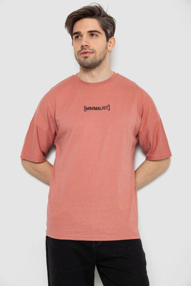 Футболка чоловіча з принтом, колір темно-кораловий, 244R2126 Ager, XL, 50, XL