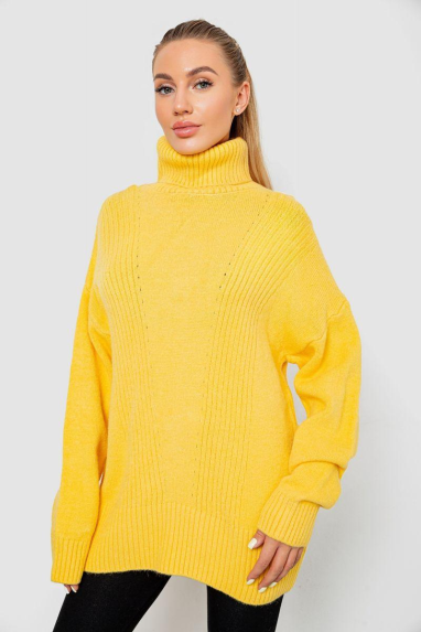 Светр - гольф жіночий вовняний, колір жовтий, 244R2050 50, 50, XL