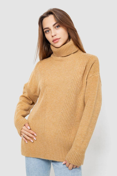 Светр - гольф жіночий вовняний, колір бежевий, 244R2050 XL