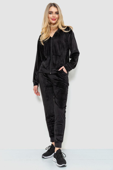 Спорт костюм жіночий велюровий, колір чорний, 244R20304 XL-XXL