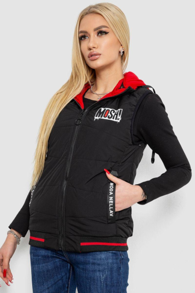 Жилет жіночий двосторонній, колір чорно-червоний, 244R20166 XL, 50, XL
