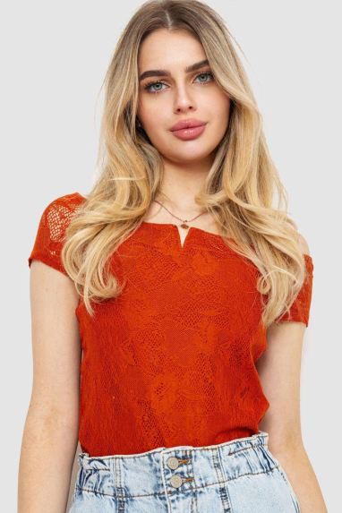 Топ жіночий однотонний, колір теракотовий, 244R160 Ager, S
