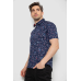Сорочка чоловіча з принтом, колір темно-синій, 214R6917-91 5XL, 58, 5XL