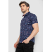 Сорочка чоловіча з принтом, колір темно-синій, 214R6917-9 XL