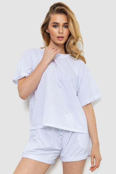 Костюм жіночий однотонний, колір білий, 244R039 XL, 50, XL