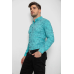 Сорочка чоловіча з принтом стрейч, колір бірюзовий, 214R1054 XXL, 52, XXL