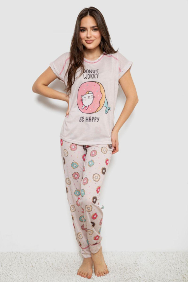 Піжама жіноча з принтом, колір бежевий, 243RP6015 Ager, XL, 50, XL
