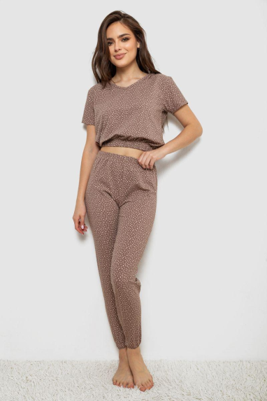 Піжама жіноча з принтом, колір мокко, 243RK2026 Ager, XL, 50, XL