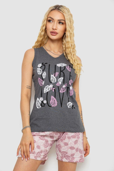 Піжама жіноча з принтом, колір сірий, 243R9624 Ager, XL, 50, XL