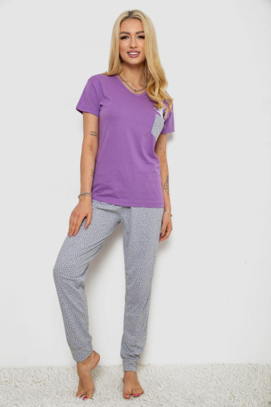 Піжама жіноча з принтом, колір бузковий, 243R9229 Ager, XL, 50, XL