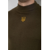 Светр чоловічий однотонний з вишивкою тризуб, колір хакі, 161R009 XXXL, 54, XXXL
