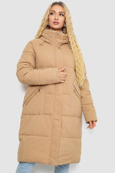 Пуховик жіночий зимовий, колір бежевий, 243R8808 58, 5XL