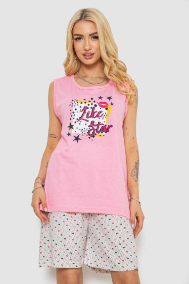 Піжама жіноча з принтом, колір рожевий, 243R8495 Ager, XXL, 52, XXL