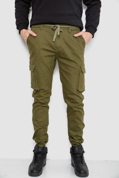 Штани чоловічі з кишенями, колір хакі, 243R8075 34, 34, 34“