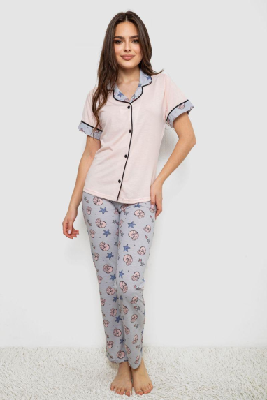Жіноча піжама з принтом, колір рожевий, 243R7130 XL, 50, XL