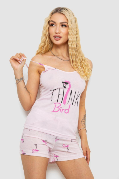 Піжама жіноча з принтом, колір рожевий, 243R7098 XL, 50, XL