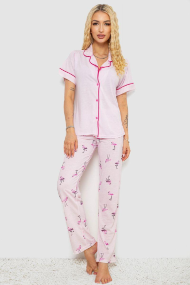 Жіноча піжама з принтом, колір рожевий, 243R7095 XL, 50, XL