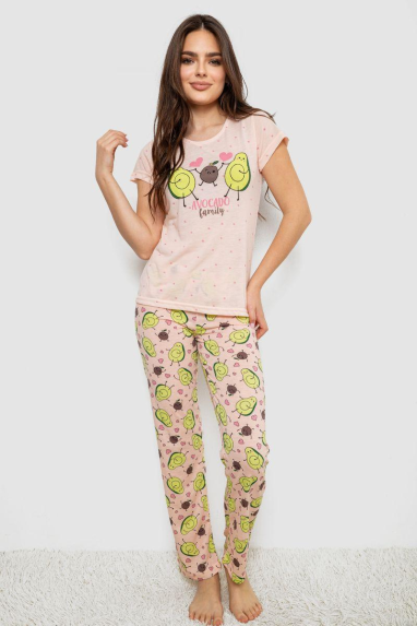 Жіноча піжама з принтом, колір рожевий, 243R7092 Ager, XL, 50, XL