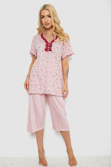 Піжама жіноча з принтом, колір рожевий, 243R7081 Ager, XXXL, 54, XXXL
