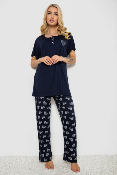 Піжама жіноча з принтом, колір синій, 243R7080 Ager, XXL, 52, XXL
