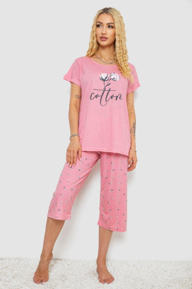 Піжама жіноча з принтом, колір рожевий, 243R7062 XXXL, 54, XXXL