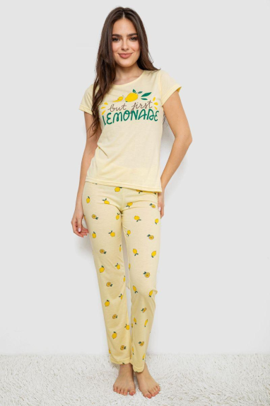 Жіноча піжама з принтом, колір жовтий, 243R7051 Ager, XL, 50, XL