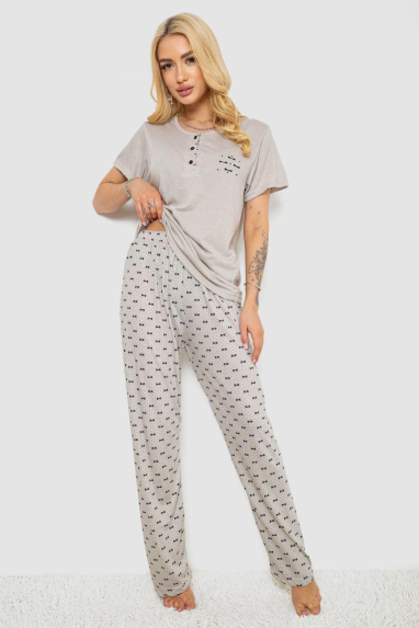 Піжама жіноча з принтом, колір сірий, 243R7032 Ager, XXXL, 54, XXXL