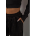 Спортивні штани велюрові жіночі на флісі, колір чорний, 238R58647-3 XXL, 52, XXL