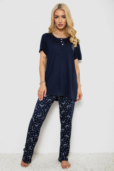 Піжама жіноча з принтом, колір синій, 243R7026 Ager, XXXL, 54, XXXL