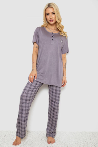 Піжама жіноча з принтом, колір сірий, 243R7023 Ager, XXXL, 54, XXXL