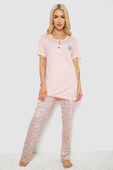 Піжама жіноча з принтом, колір персиковий, 243R7001 Ager, XXL, 52, XXL