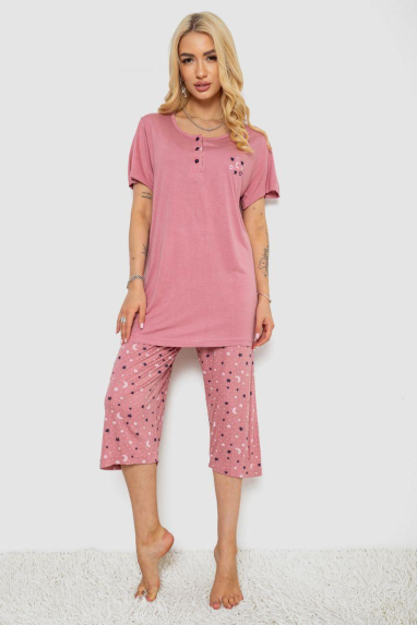 Піжама жіноча з принтом, колір пудровий, 243R6998 Ager, XL, 50, XL
