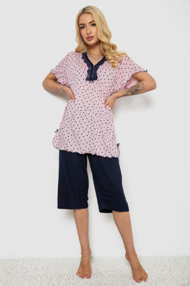 Піжама жіноча з принтом, колір рожевий, 243R6997 Ager, XXL, 52, XXL