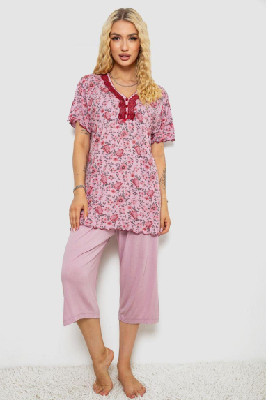 Піжама жіноча з принтом, колір пудровий, 243R6923 Ager, XL, 50, XL