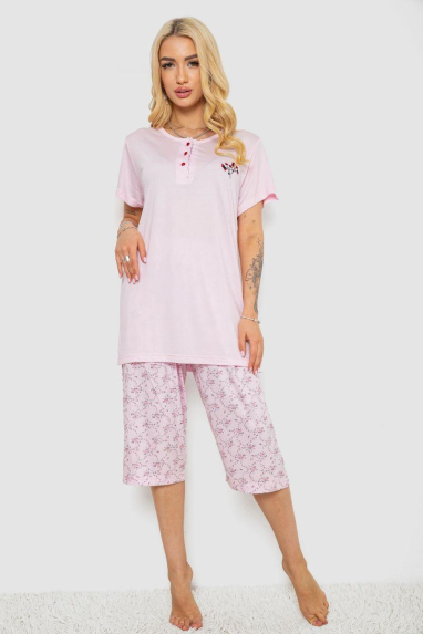 Піжама жіноча з принтом, колір рожевий, 243R6921 Ager, XXL, 52, XXL