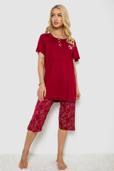 Піжама жіноча з принтом, колір бордовий, 243R6890 Ager, XL, 50, XL