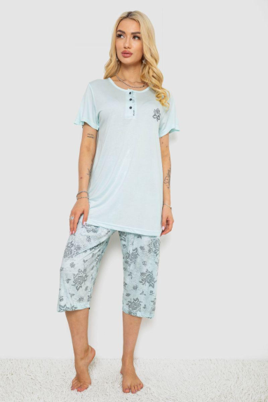 Піжама жіноча з принтом, колір м“ятний, 243R6788 Ager, XXXL, 54, XXXL