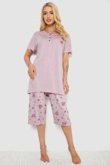 Піжама жіноча з принтом, колір бузковий, 243R6762 Ager, XXXL, 54, XXXL