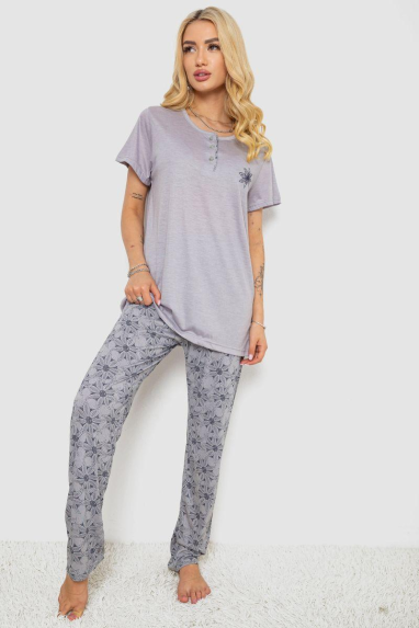 Піжама жіноча з принтом, колір сірий, 243R6620 Ager, XXXL, 54, XXXL