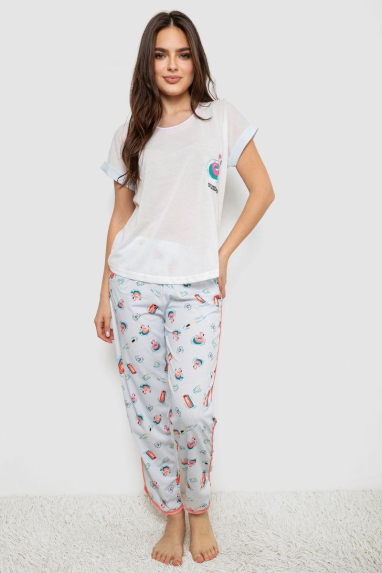 Піжама жіноча з принтом, колір білий, 243R6013-P7 Ager, XL, 50, XL