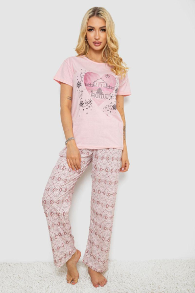 Жіноча піжама з принтом, колір рожевий, 243R3338 XL, 50, XL