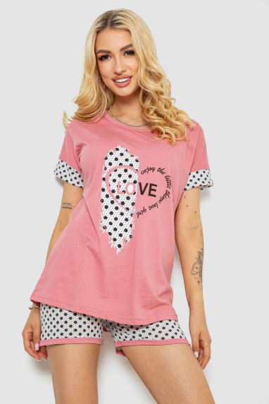 Піжама жіноча з принтом, колір пудровий, 243R3049 Ager, XL, 50, XL
