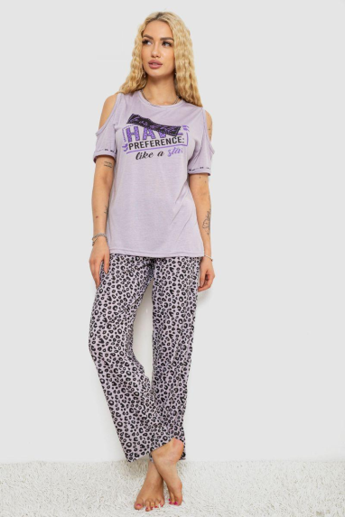 Піжама жіноча з принтом, колір світло-бузковий, 243R3038-B Ager, XXXL, 54, XXXL