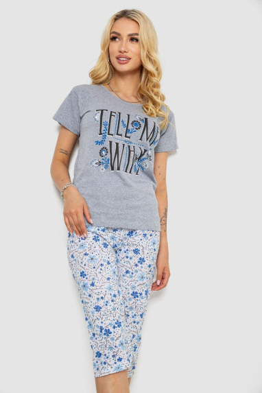 Піжама жіноча, колір сірий, 243R2527 XXL, 52, XXL