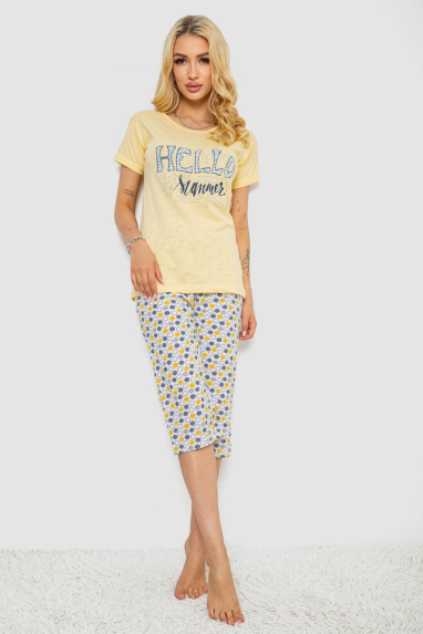Піжама жіноча, колір жовтий, 243R2495 XL, 50, XL