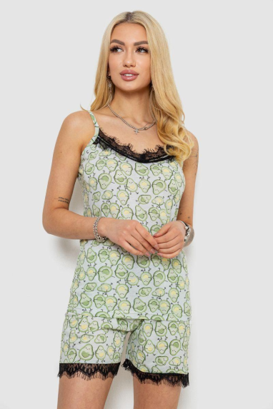 Піжама жіноча з принтом, колір оливковий, 243R2125 Ager, XL, 50, XL