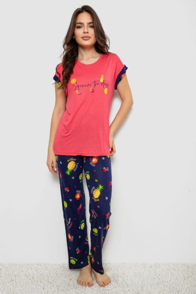 Піжама жіноча з принтом, колір рожевий, 243R2121 Ager, XL, 50, XL